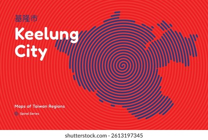 Abstract Map of Keelung City in a Circular Spiral Pattern. Taiwan region map