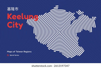 Abstract Map of Keelung City in a Circular Spiral Pattern. Taiwan region map