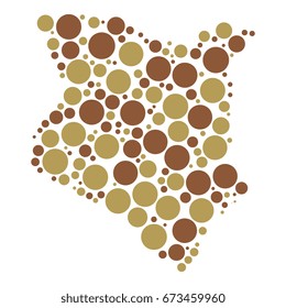 abstract map of kenya filled with circles of different sizes