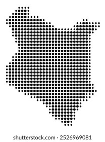 Mapa Abstractas de Kenia que muestra el área del país con un patrón de círculos negros