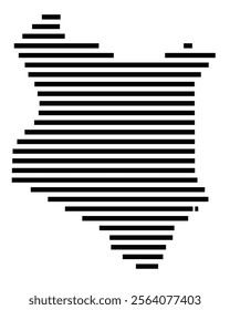 Abstract map of Kenya showing the country with horizontal black lines
