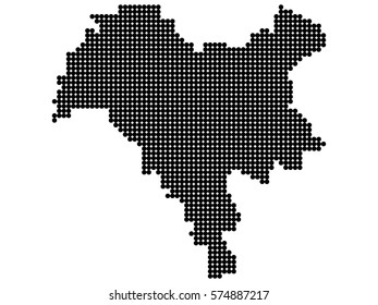 Abstract map of Kiev (Kyiv) from round dots. It's the capital and largest city of Ukraine.