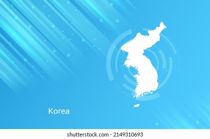 Abstract map of Korea circuit circle smooth light blue background.