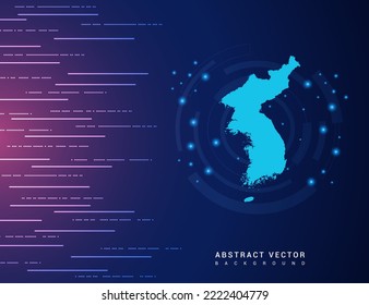 Abstract Map Of Korea Technology With Hi-tech Digital Data Connection System Background Circuit.