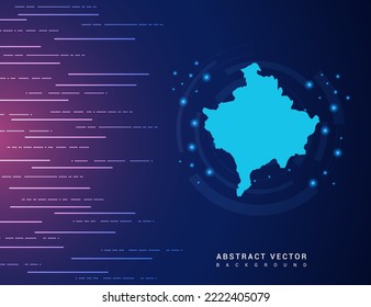 Mapa abstracto de la tecnología de Kosovo con el circuito de fondo del sistema de conexión de datos digitales de alta tecnología.