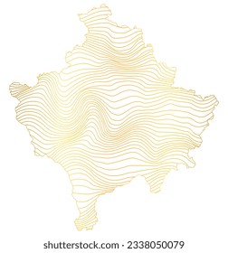  mapa abstracto de Kosovo - ilustración vectorial de un mapa a rayas de color oro