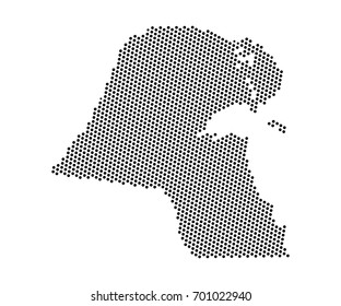 Abstract map of Kuwait dots planet, lines, global world map halftone concept. Vector illustration eps 10.