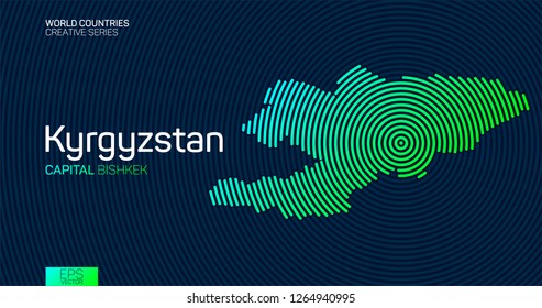 Abstract map of Kyrgyzstan with circle lines