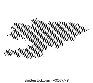 Abstract map of Kyrgyzstan dots planet, lines, global world map halftone concept. Vector illustration eps 10.