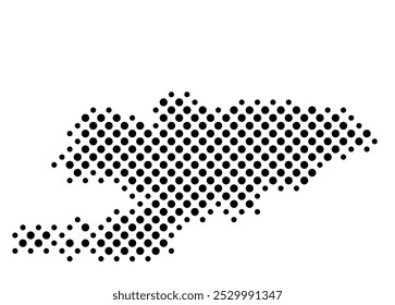 Abstract map of Kyrgyzstan with a pattern of black circles like a chessboard