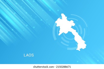 Abstract map of Laos circuit circle smooth light blue background.