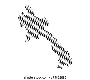 Abstract map of Laos dots planet, lines, global world map halftone concept. Vector illustration eps 10.