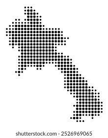 Abstract map of the Laos showing the area of the country with a pattern of black circles