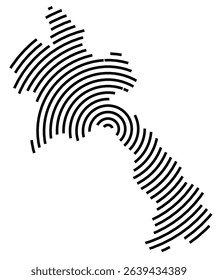 Abstract map of the Laos showing the country with a black spiral line