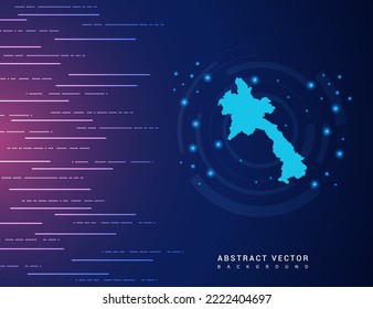 Abstract map of Laos technology with hi-tech digital data connection system background circuit.