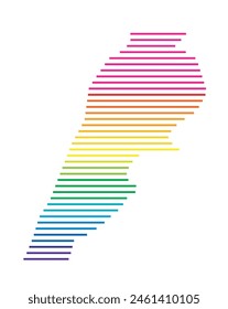 Abstrakte libanesische Landkarte mit Horizontalen Parallelen in Regenbogenfarben