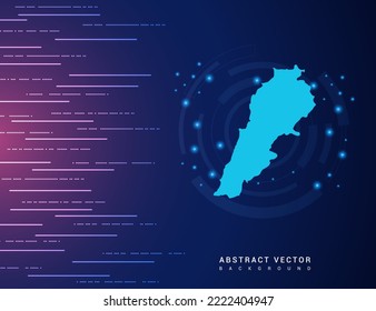 Mapa abstracto de la tecnología libanesa con el circuito de fondo del sistema de conexión de datos digitales de alta tecnología.