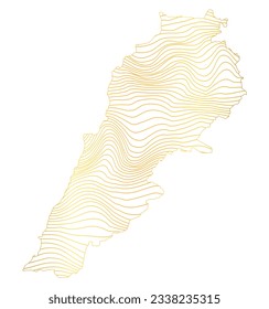 abstract map of Lebanon - vector illustration of striped gold colored map