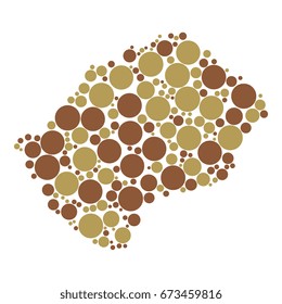 abstract map of lesotho filled with circles of different sizes