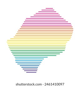 Mapa Abstractas de Lesoto que muestra la zona del país con líneas paralelas Horizontales en colores arcoíris