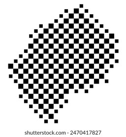 Abstract map of Lesotho showing the country with a pattern of black and white squares like a chessboard