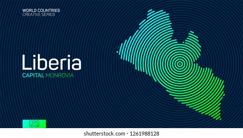 Abstract map of Liberia with circle lines