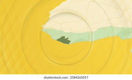 Abstract Map of Liberia and Surrounding Regions with Circular Patterns. Vibrant Abstract Map.