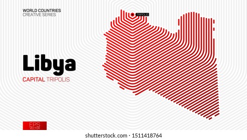 Abstract map of Libya with red hexagon lines