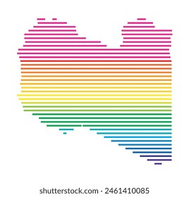 Abstrakte Karte von Libyen mit dem Gebiet des Landes mit Horizontalen Parallelen in Regenbogenfarben