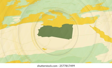 Abstract Map of Libya and Surrounding Regions with Circular Patterns. Vibrant Abstract Map.