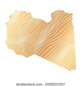 abstract map of Libya - vector illustration of striped gold colored map