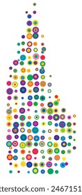 Abstract map of Liechtenstein drawn with overlapping colored circles like sweets or candies