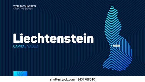 Abstract map of Liechtenstein with hexagon lines