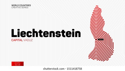 Abstract map of Liechtenstein with red hexagon lines