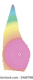 Abstract map of Liechtenstein showing the area ot the country with concentric rings in rainbow colors like a shooting target.