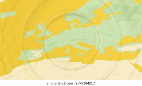 Abstract Map of Liechtenstein and Surrounding Regions with Circular Patterns. Vibrant Abstract Map.