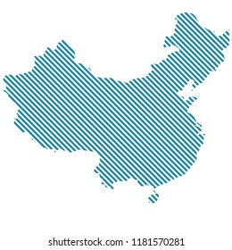 Abstract map of Line dotted China. Diagonal lines. Vector eps10