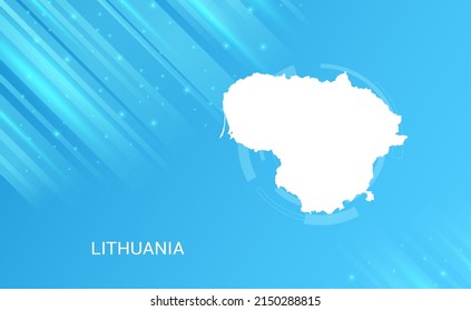 Abstract map of Lithuania circuit circle smooth light blue background.