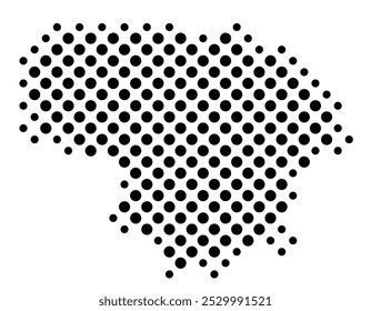 Abstract map of Lithuania with a pattern of black circles like a chessboard