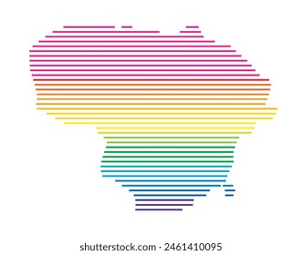 Mapa Abstractas de Lituania que muestra la zona del país con líneas paralelas Horizontales en colores arcoíris