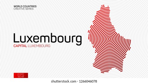 Abstract map of Luxembourg with red circle lines