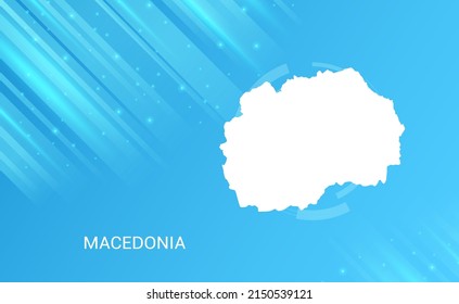 Mapa abstracto del circuito de Macedonia circular suave fondo azul claro.