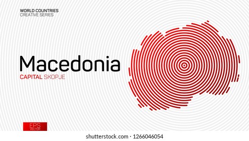 Abstract map of Macedonia with red circle lines