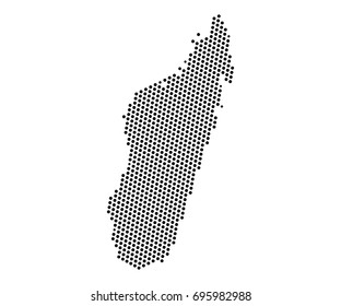 Abstract map of Madagascar dots planet, lines, global world map halftone concept. Vector illustration eps 10.