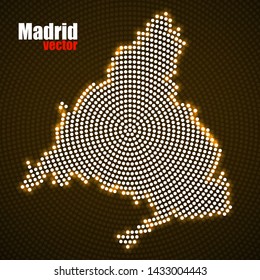Abstract map Madrid of glowing radial dots, halftone concept. Vector illustration, eps 10