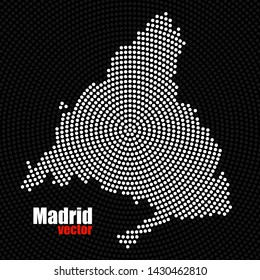 Abstract map Madrid of radial dots, halftone concept. Vector illustration, eps 10