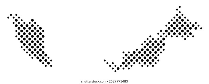Abstract map of Malaysia with a pattern of black circles like a chessboard