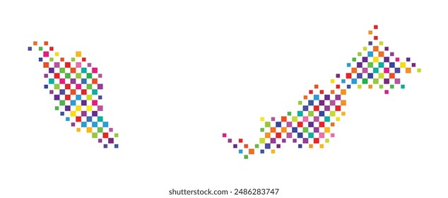 Mapa Abstractas de Malasia con un patrón de cuadros coloridos como un tablero de ajedrez