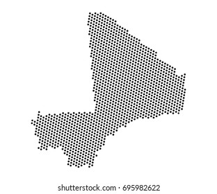 Abstract map of Mali dots planet, lines, global world map halftone concept. Vector illustration eps 10.