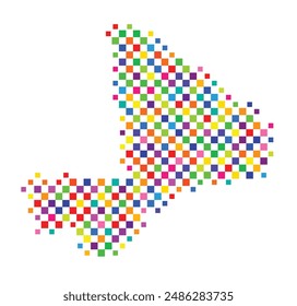 Mapa Abstractas de Mali con un patrón de cuadros coloridos como un tablero de ajedrez